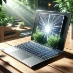 "Notebook Acer com carregamento solar integrado, exibido em um ambiente moderno, destacando seu design inovador e sustentável."